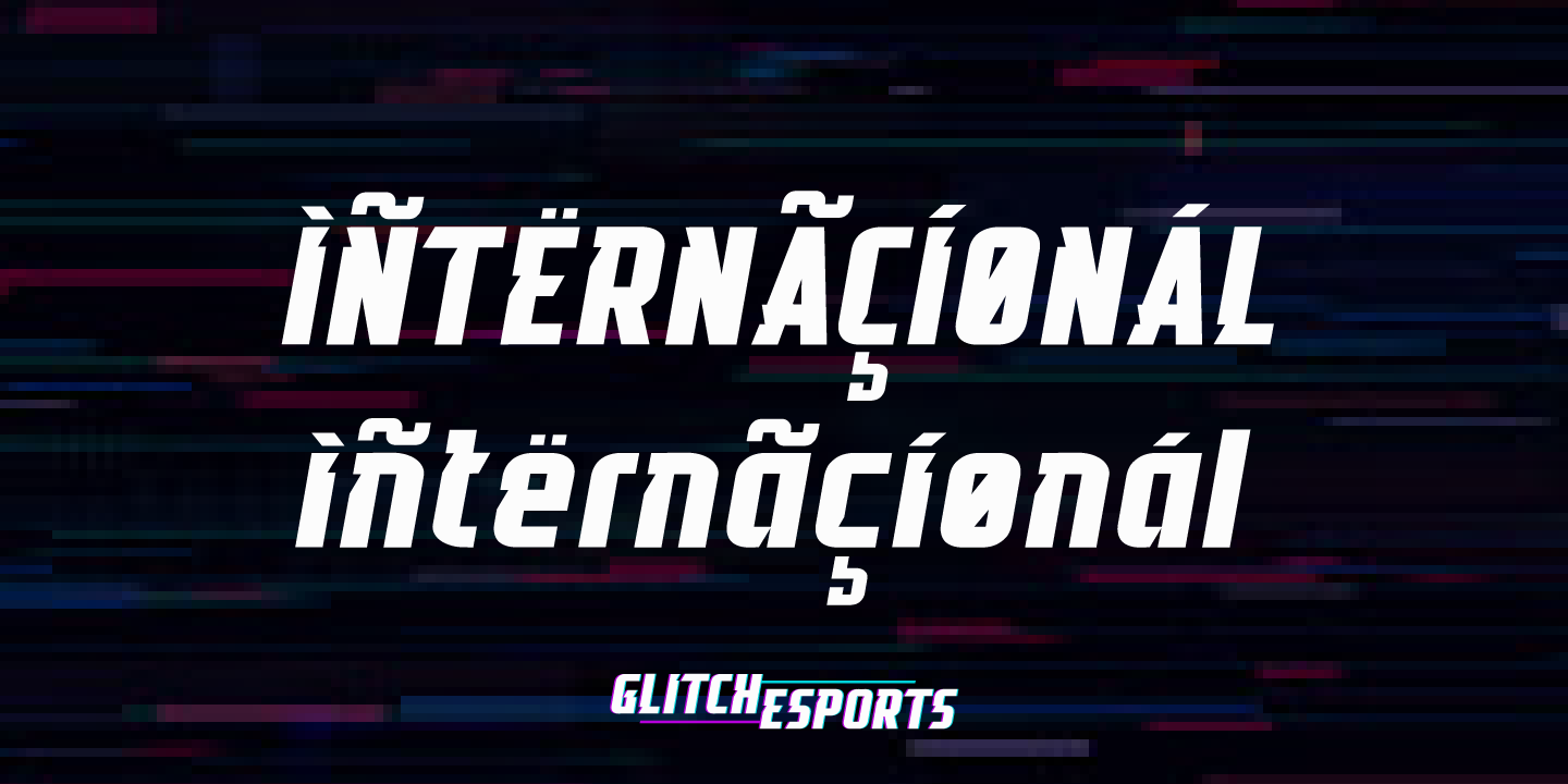 Ejemplo de fuente Glitch Esports Italic